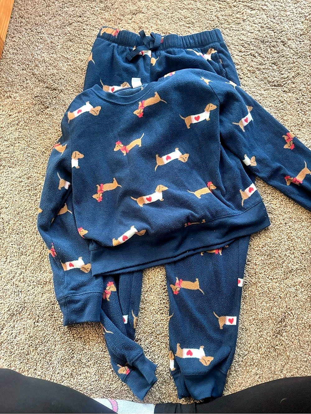Old Navy Girls Fleece pajamas Dog Print Matching Set Size 10-12
